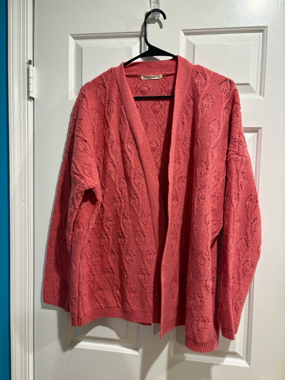 WoolOvers wool open sweater cardigan pink sz XL